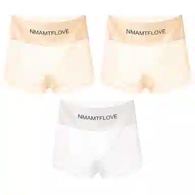 二三二三 纯色简约裸感透气四角裤柔软亲肤抑菌轻薄不卡档不卷边不夹臀短裤字母潮流百搭内裤 女款 组合装