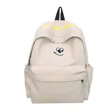 泰格奴 涂鸦通勤旅行小清新轻便高颜值大容量背包初中高中大学生上课百搭书包 尼龙 双肩包 男女同款情侣款 米白色/浅蓝色/藏青色/黑色