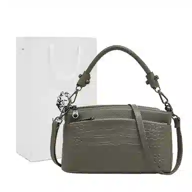 老人头 质感 牛皮 腋下斜挎包 常规 男款 灰色/黑色