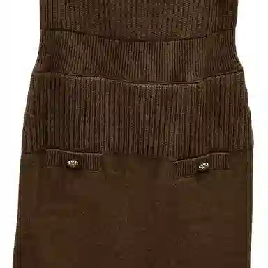 CHANEL 24A Knit Dress Brown