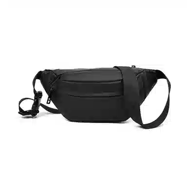 老人头 潮酷休闲百搭简约轻便出行 合成革 腰包 常规 男款 黑色