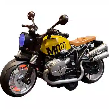 半粒 仿真摩托车 银钢拿铁 宽胎回力 成品模型