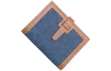 妙迪 撞色复古高级 织物 防盗刷钱包 女款 丹宁蓝