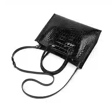 老人头 简约时尚优雅气质大容量百搭鳄鱼纹高级感 头层牛皮 托特包单肩斜挎手提包  常规 女款 黑色/红色/棕色