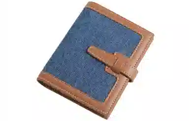 妙迪 撞色复古高级 织物 防盗刷钱包 女款 丹宁蓝