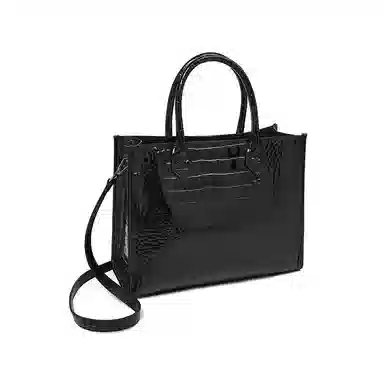 老人头 简约时尚优雅气质大容量百搭鳄鱼纹高级感 头层牛皮 托特包单肩斜挎手提包  常规 女款 黑色/红色/棕色