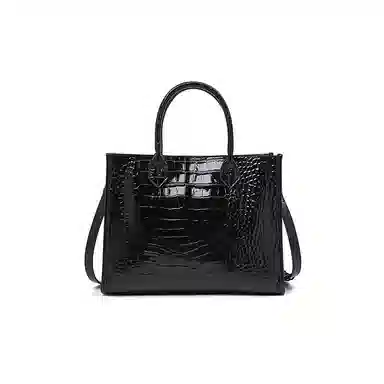 老人头 简约时尚优雅气质大容量百搭鳄鱼纹高级感 头层牛皮 托特包单肩斜挎手提包  常规 女款 黑色/红色/棕色