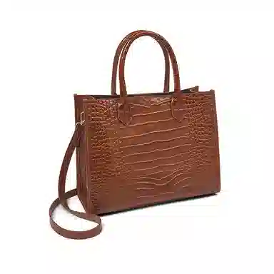 老人头 简约时尚优雅气质大容量百搭鳄鱼纹高级感 头层牛皮 托特包单肩斜挎手提包  常规 女款 黑色/红色/棕色