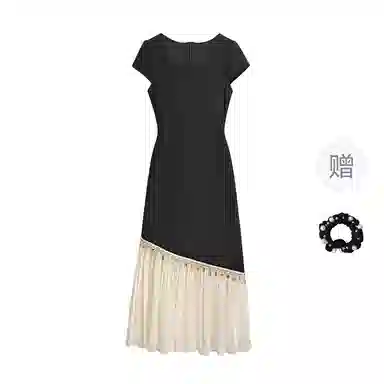 雾闪闪 复古简约舒适短袖连衣裙 女款