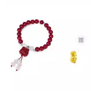 百利金 扭转乾坤 国潮新中式诸事顺利招财转运复古大气简约精致创意设计感 黄金手链 再造辰砂朱砂 玉石手串 男女同款情侣款