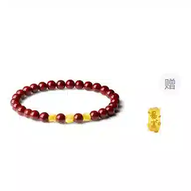 百利金 扭转乾坤 国潮新中式诸事顺利招财转运复古大气简约精致创意设计感 黄金手链 再造辰砂朱砂 玉石手串 男女同款情侣款