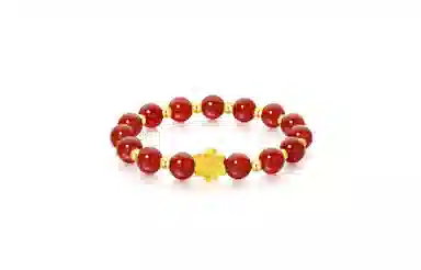 百利金 好运莲莲 国潮复古新中式平安转运吉祥顺遂简约精致轻奢气质小众设计莲花 玛瑙 玉石手串 男女同款情侣款