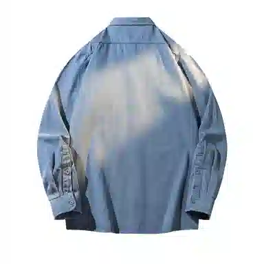 啄木鸟 美式高街复古水洗做旧长袖纯色宽松休闲薄款牛仔外套 男女同款