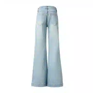 拾籍 合身适中低腰喇叭牛仔裤 女款