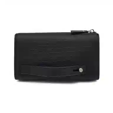 老人头 商务时尚潮流鳄鱼纹高级感日常休闲 头层牛皮 钱包手拿包 男款 黑色