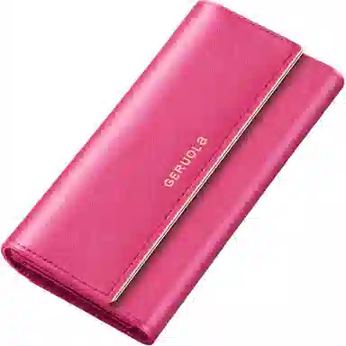 歌若拉 三折多卡位 经典十字纹牛皮 长款钱夹钱包 女款 多色