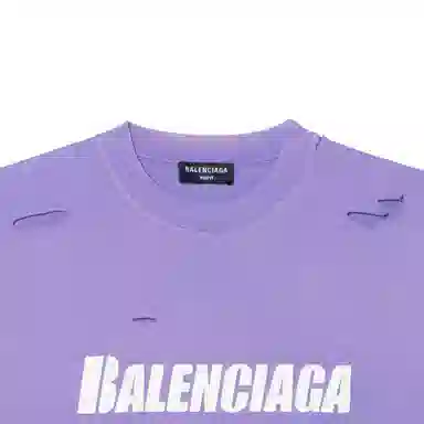 Balenciaga SS22 Caps Destroyed T-Shirt Purple