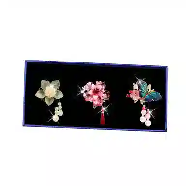 缔晶 甜美优雅时尚新中式复古套装 精致浪漫气质通勤头饰礼盒 弹力绳 发圈 女款