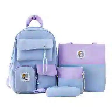 泰格奴 撞色系轻便百搭个性气质高级感潮流时尚初中高中大学生上课书包 尼龙 组合装 男女同款情侣款 多色