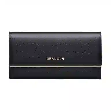 歌若拉 三折多卡位 经典十字纹牛皮 长款钱夹钱包 女款 多色