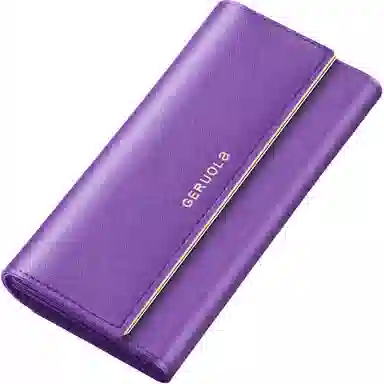 歌若拉 三折多卡位 经典十字纹牛皮 长款钱夹钱包 女款 多色