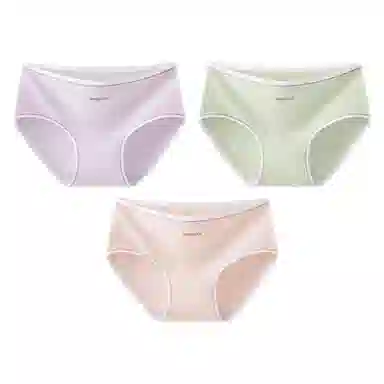 二三二三 撞色字母设计不夹臀不卡档中腰舒适不勒三角裤抑菌无痕透气亲肤简约时尚百搭潮流日常通勤少女内裤 女款 组合装