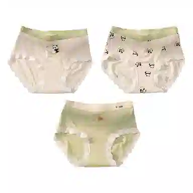 二三二三 轻薄透气无痕三角裤不卡档不夹臀舒适不勒高弹防夹臀亲肤撞色卡通熊猫爱心碎花少女时尚百搭潮流内裤 女款 组合装