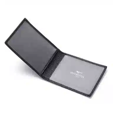 SEPTWOLVES Simple Leather Card Holder Black