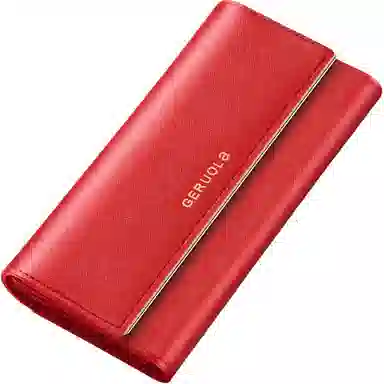 歌若拉 三折多卡位 经典十字纹牛皮 长款钱夹钱包 女款 多色