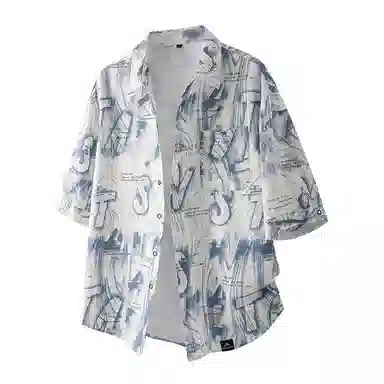 顶峰保罗 夏威夷度假风潮流时尚高级感薄款凉感扎染沙滩无性别主义短袖衬衫 男女同款