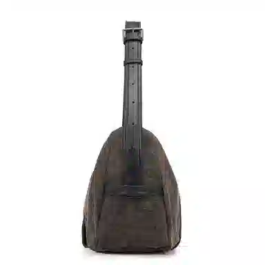 黑田矢衛 复古做旧感褶皱小众高级感日常通勤 帆布 饺子包斜挎单肩包 中号 男女同款情侣款 褐绿色