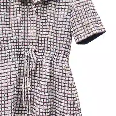 CHANEL 19P Plaid Lace-Up Dress Pink