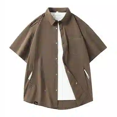 顶峰保罗 薄款翻领宽松休闲百搭通勤潮流简约短袖衬衫 男女同款