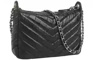 妙迪 链条包小香风高级感通勤 牛皮革 单肩斜挎腋下包 常规 女款 子夜黑