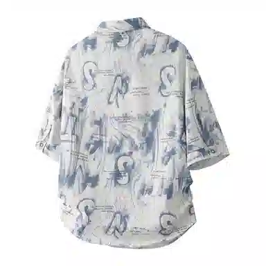 顶峰保罗 夏威夷度假风潮流时尚高级感薄款凉感扎染沙滩无性别主义短袖衬衫 男女同款