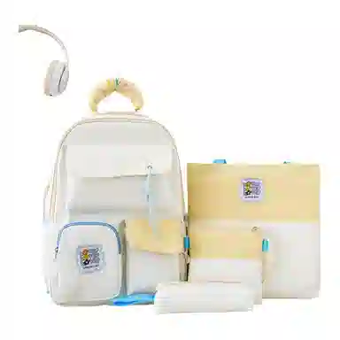 泰格奴 撞色系轻便百搭个性气质高级感潮流时尚初中高中大学生上课书包 尼龙 组合装 男女同款情侣款 多色