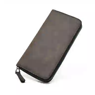 老人头 商务风长款 合成革 钱包 男女同款情侣款 深棕色