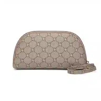 稻草人 高级感印花百搭复古老花时尚简约轻便实用通勤 聚氯乙烯革 手拿包 女款 深棕色/卡其