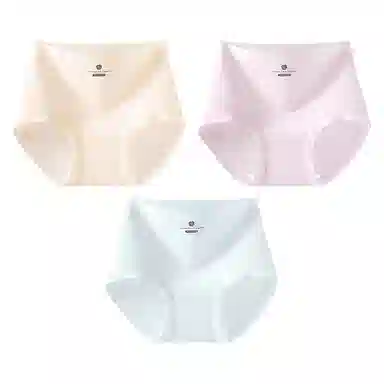 二三二三 纯棉高腰无痕亲肤柔软舒适中腰包臀不卡裆不夹臀不卷边三角抑菌透气吸汗纯色字母印花简约时尚百搭潮流内裤 女款 组合装