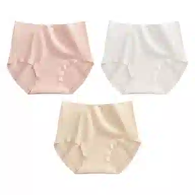 二三二三 纯棉抑菌高腰收腹不卡档不夹臀不卷边亲肤舒适透气不闷三角裤隐形无痕亲肤纯色爱心甜酷可爱少女内裤 女款 组合装