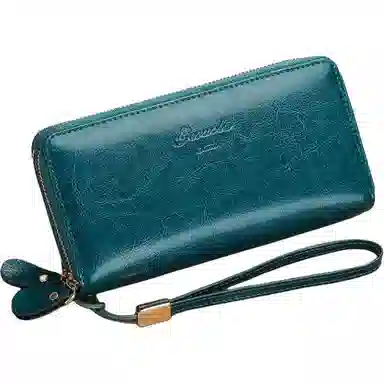 歌若拉 双拉链多卡位 牛皮 钱包 男女同款情侣款 多色