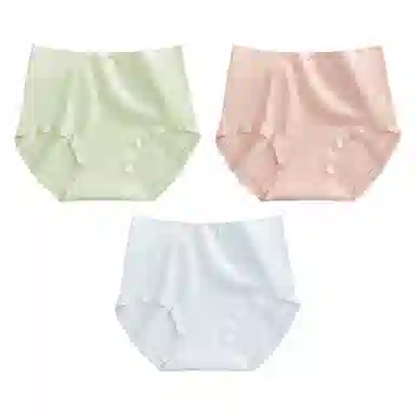 二三二三 纯棉抑菌高腰收腹不卡档不夹臀不卷边亲肤舒适透气不闷三角裤隐形无痕亲肤纯色爱心甜酷可爱少女内裤 女款 组合装