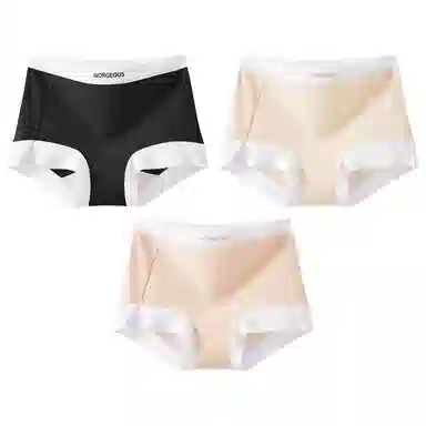 二三二三 柔软亲肤不卷边不卡档不夹臀不勒肉透气抑菌三角裤撞色字母极简风时尚简约内裤 女款 组合装