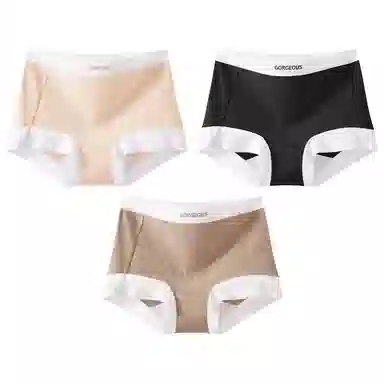 二三二三 柔软亲肤不卷边不卡档不夹臀不勒肉透气抑菌三角裤撞色字母极简风时尚简约内裤 女款 组合装