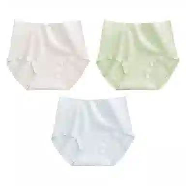 二三二三 纯棉抑菌高腰收腹不卡档不夹臀不卷边亲肤舒适透气不闷三角裤隐形无痕亲肤纯色爱心甜酷可爱少女内裤 女款 组合装