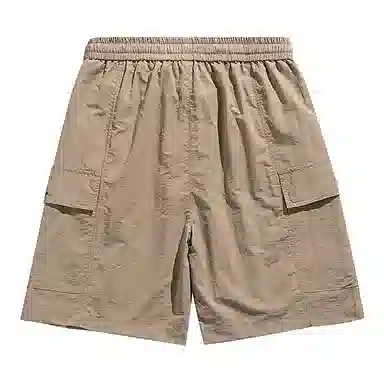 顶峰保罗 美式冰丝休闲百搭五分裤轻薄中裤潮牌痞帅松紧腰速干纯色宽松简约无性别主义直筒透气运动工装短裤 男女同款