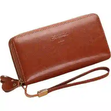 歌若拉 双拉链多卡位 牛皮 钱包 男女同款情侣款 多色