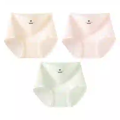 二三二三 纯棉高腰无痕亲肤柔软舒适中腰包臀不卡裆不夹臀不卷边三角抑菌透气吸汗纯色字母印花简约时尚百搭潮流内裤 女款 组合装