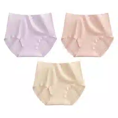 二三二三 纯棉抑菌高腰收腹不卡档不夹臀不卷边亲肤舒适透气不闷三角裤隐形无痕亲肤纯色爱心甜酷可爱少女内裤 女款 组合装