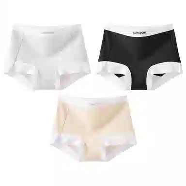 二三二三 柔软亲肤不卷边不卡档不夹臀不勒肉透气抑菌三角裤撞色字母极简风时尚简约内裤 女款 组合装